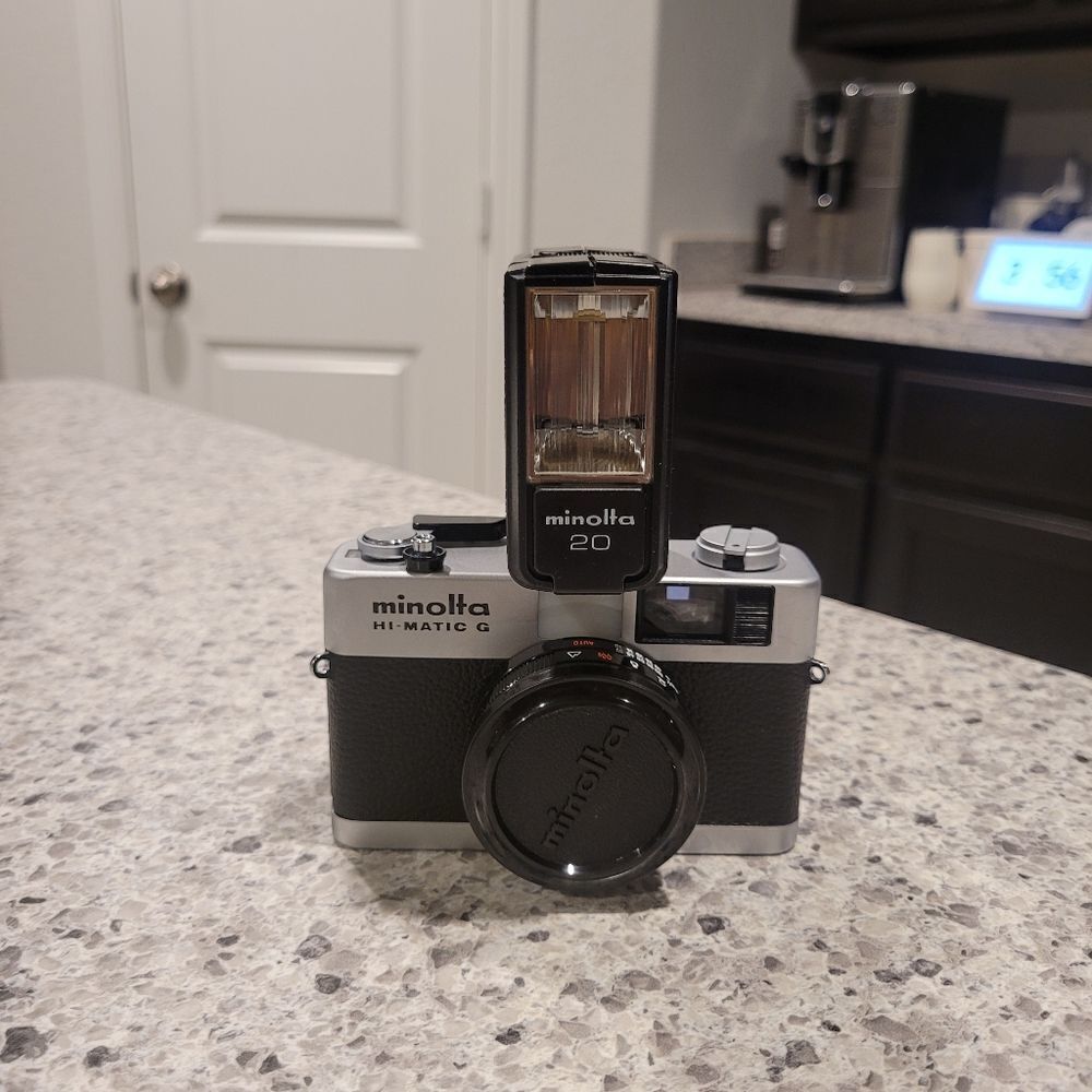Bundle Minolta Hi-Matic G 35mm Compact Rangefinder Film Camera Rokkor 1:2.8 38mm